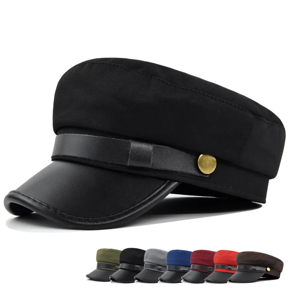 Flat Cap Vintage Navy Cap British Style Flat Top Hat Beret Hats