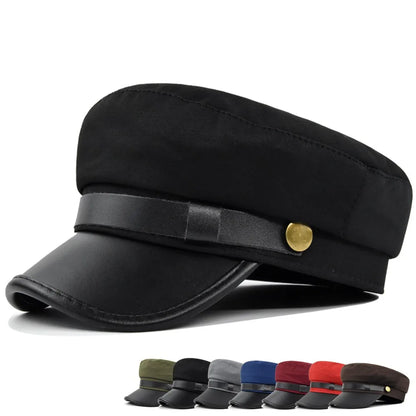 Flat Cap Vintage Navy Cap British Style Flat Top Hat Beret Hats