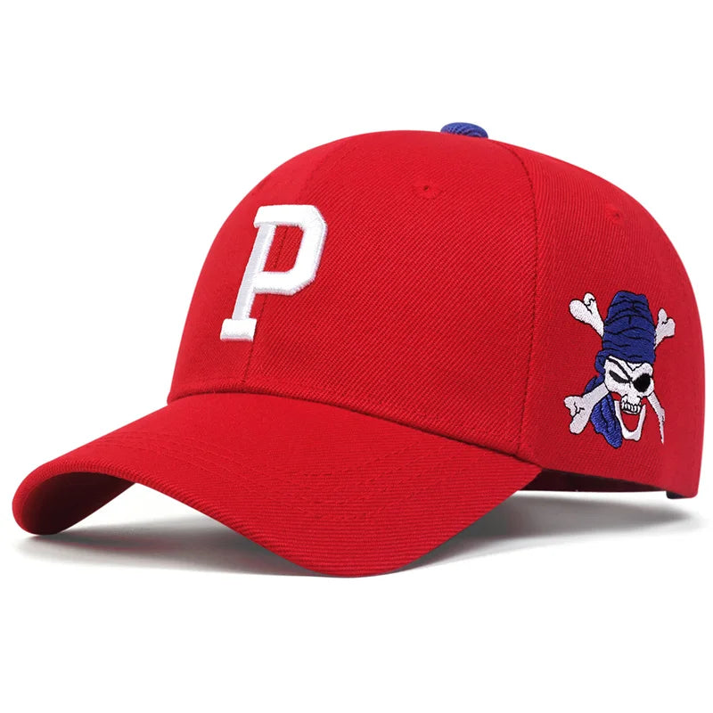 P Letter Side Pirate Embroidery Baseball Cap Men Women Spring Summer