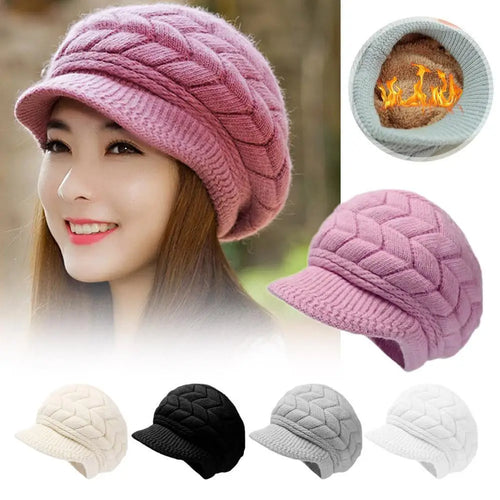 Women's Winter Solid Color Warm Knitting Loose Beret Leisure Ski Cap