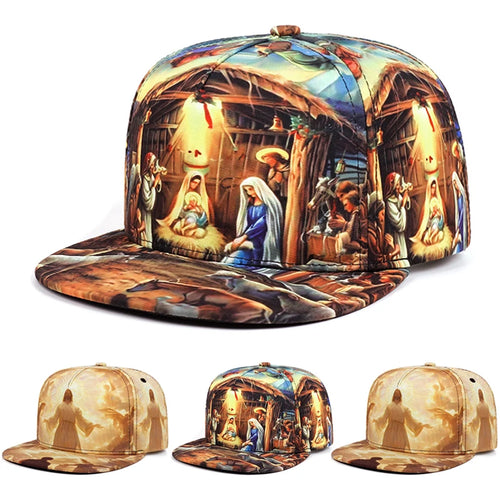 Printed Jesus Flat Edge Hat Trendy Creative Street Hip Hop Hat