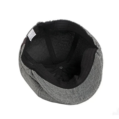 Classic Linen Berets Hats For Men Summer Breathable Newsboy Caps