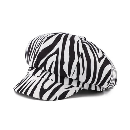 Retro Spot Leopard Print Octagonal Hat Polyester Y2K Women Beret