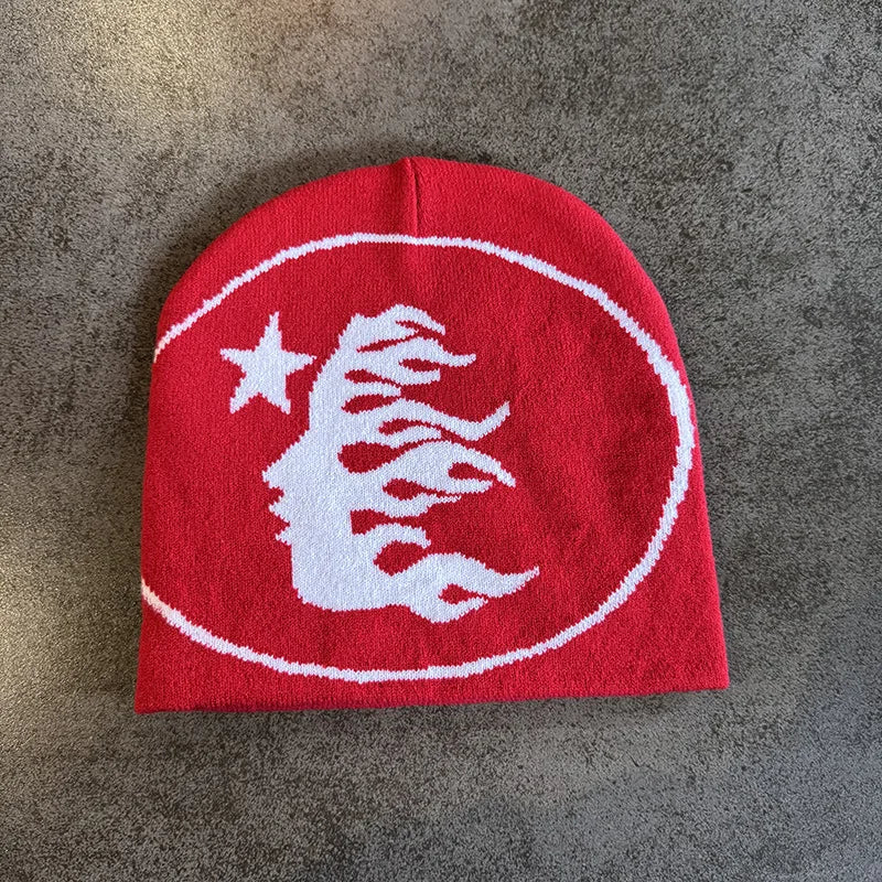 Face Pattern Knitted Beanie Casual Skull Cap Warm Sports Hat For Cycling Skiing