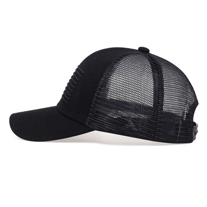 American Flag Embroidery Baseball Hat Adjustable UV Protect Duck Tongue Cap
