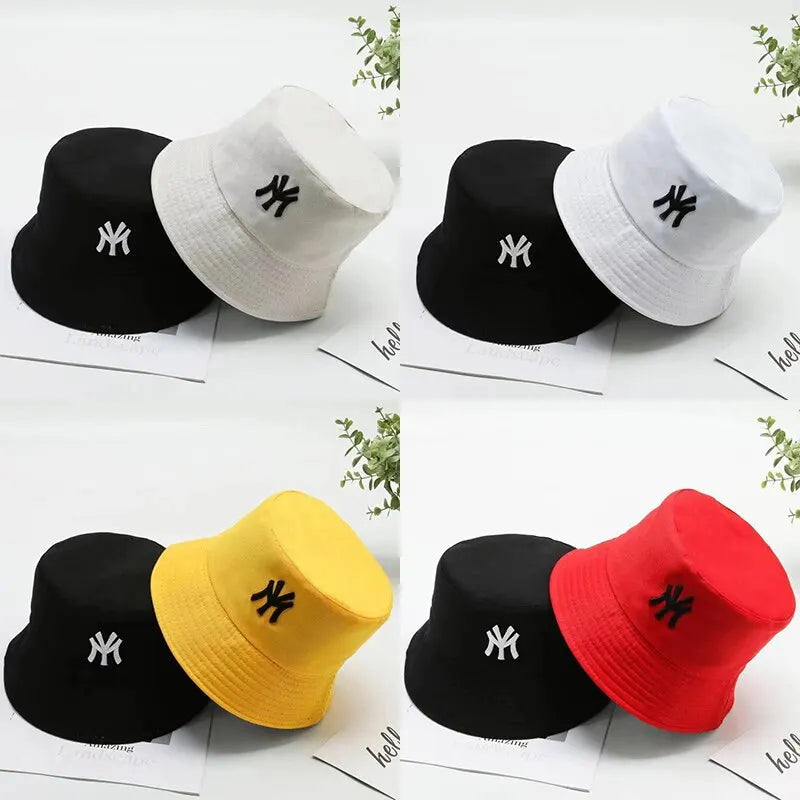 Unisex Letter Embroidery Personality Two-sided Bucket Hats Fishermen Caps