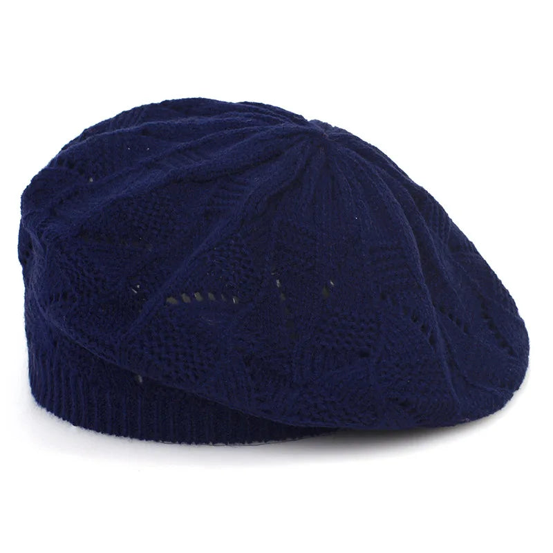 Women's Plain Color Knit Beret Hat Ladies French Artist Beret Hats