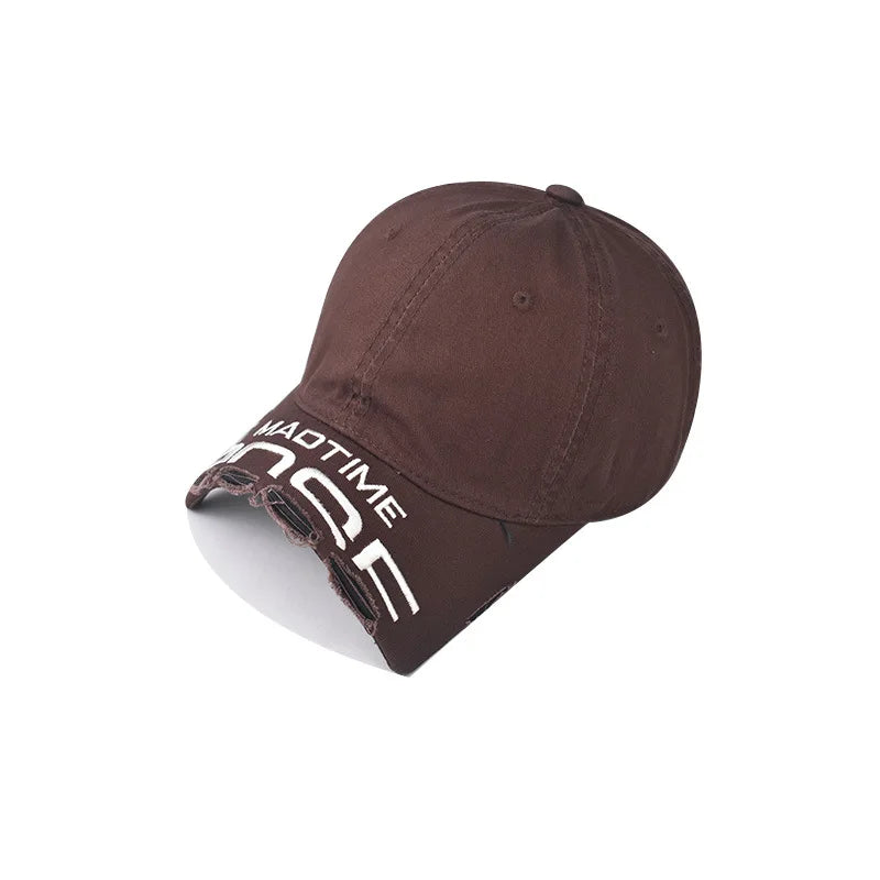 Baseball Cap Short Brim Hole Washing Snapback Hat