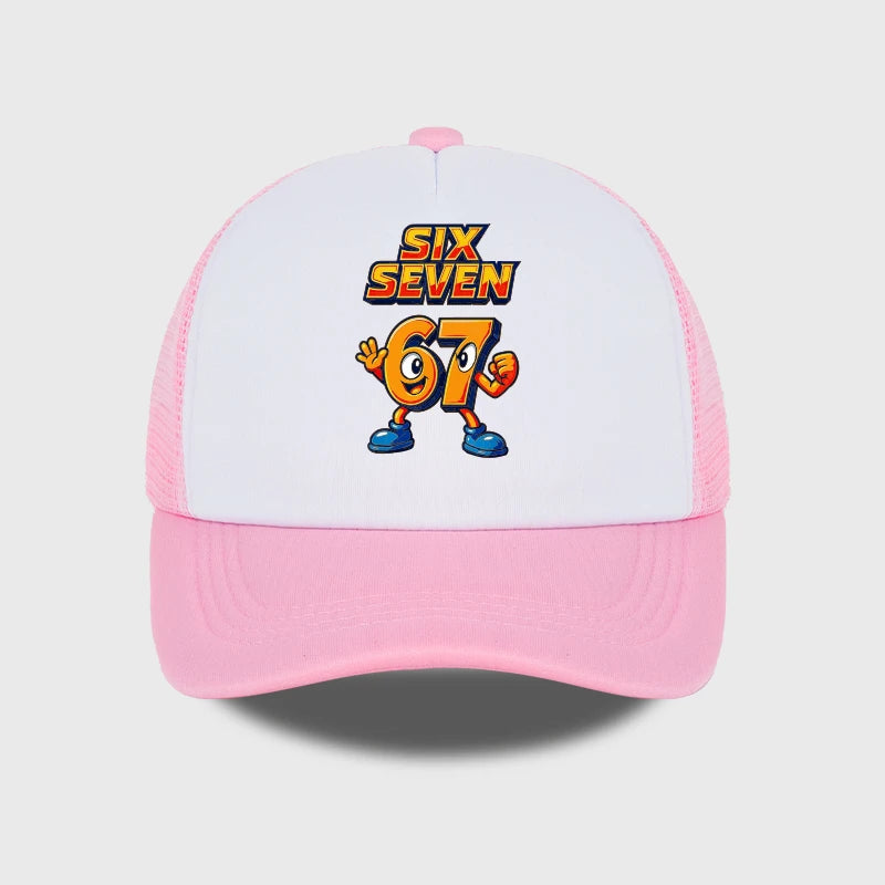 Trendy Cartoon 67 Six Seven Sponge Mesh Cap
