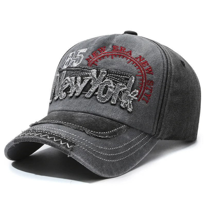 New York Embroidered Washed Distressed Baseball Cap