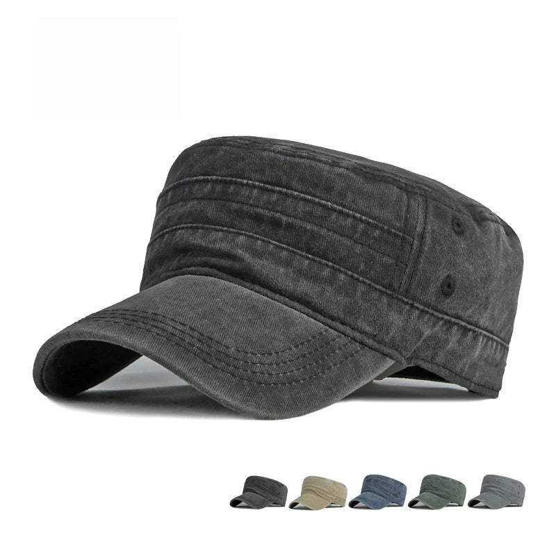 Spring Summer Short Brim Army Hat Men Women Outdoor Retro Washed Cotton