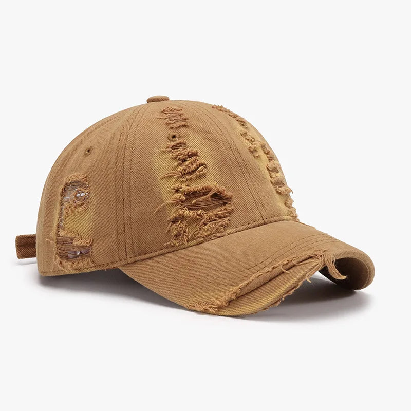 Ripped Soft-Top Panel Color-Block Personalized Washed Men's Baseball Cap