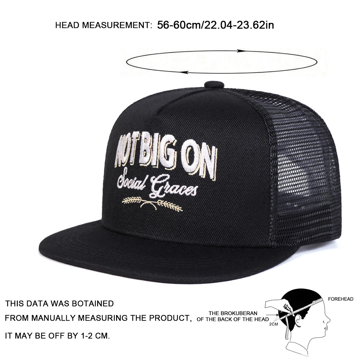 Unisex Not Big On Embroidery Hip-hop Net Hats Spring Summer