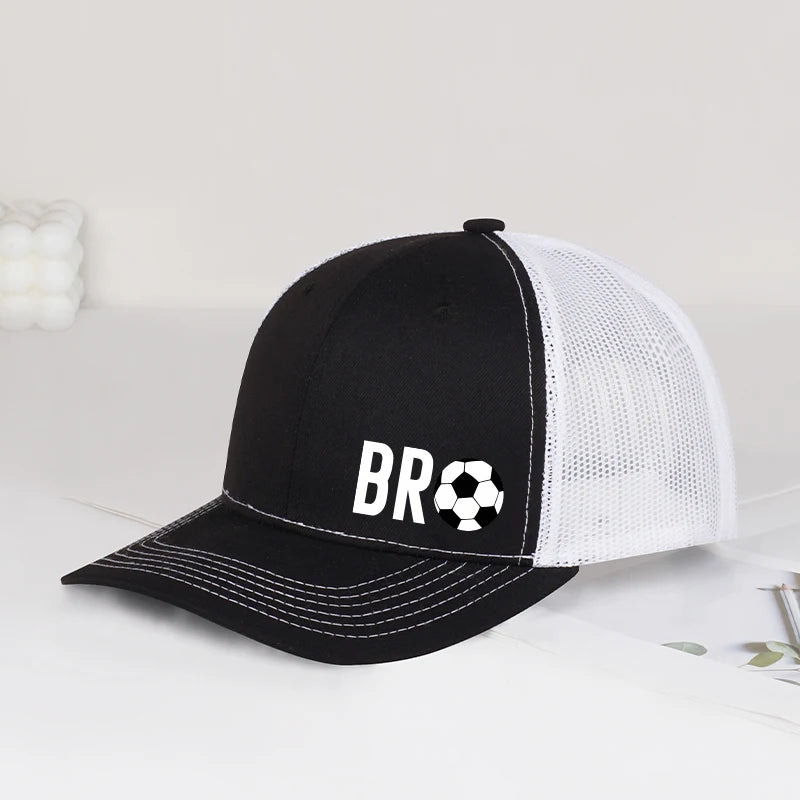 Bro Soccer Print Mesh Baseball Cap Unisex Sports Sun Hat For Men