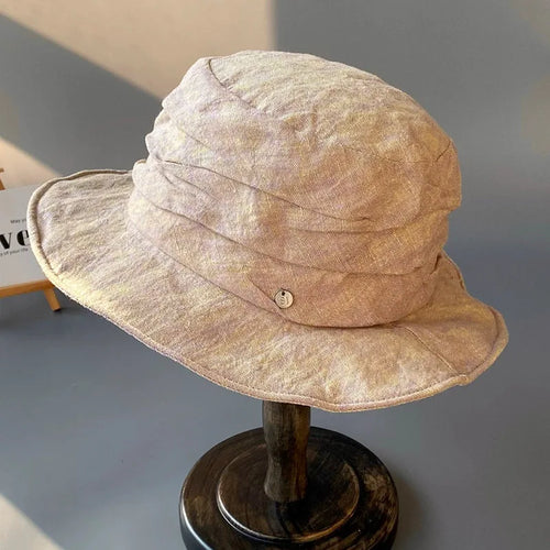 Korea Style Linen Premium Pleated Bucket Hat