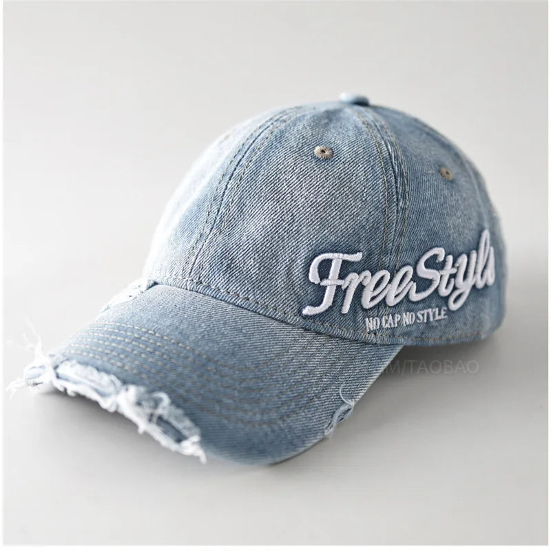 Vintage Washed Cotton Denim Unisex Baseball Cap