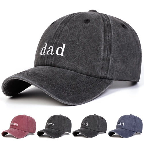 Unisex Mom Dad Letter Embroidery Washed Baseball Cap Spring Autumn