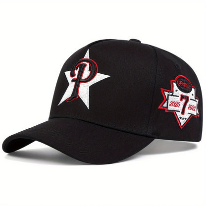 Unisex Five Pointed Star P Letter Embroidery Side 7 Baseball Caps Spring Autumn
