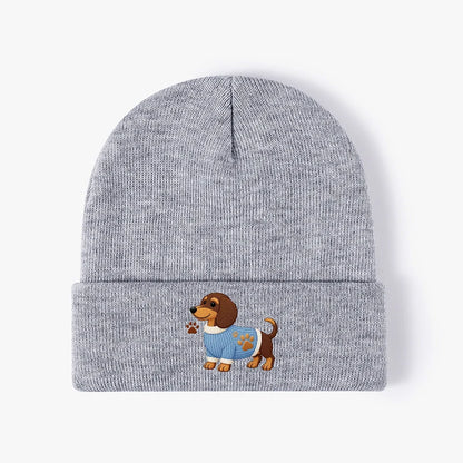 Dachshund Dog Knit Beanie Warm Cuffed Skull Cap