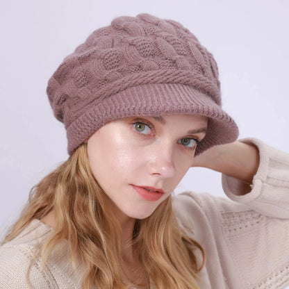 Women's Winter Cable Knit Hat Fashion Beret & Peaked Cap