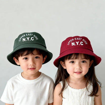 Spring Girls Embroidery Letters Wide Brim Children Sun Hat