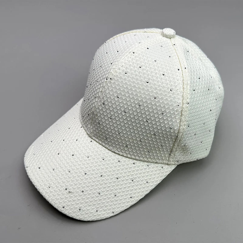 New Flash Rhinestone Simple Streetwear Women Baseball Hats