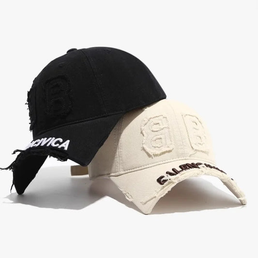 Fashion Denim Baseball Cap Women Men Hats Vintage Distressed Letters Embroidered
