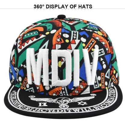 Unisex Colorful Geometric Print Snapback Cap Flat Brim Adjustable Hip Hop Street Baseball Hat Multi Colors Available