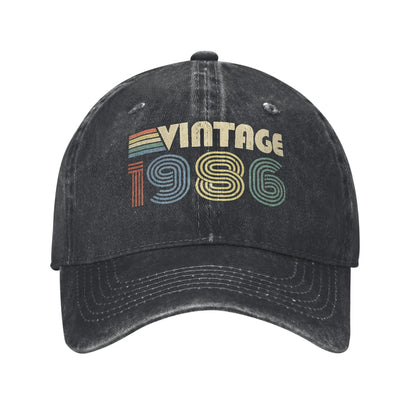 Unisex Vintage 1986 Birthday Year 40 years old  Printed Hats Vintage Distressed Denim  Baseball Cap