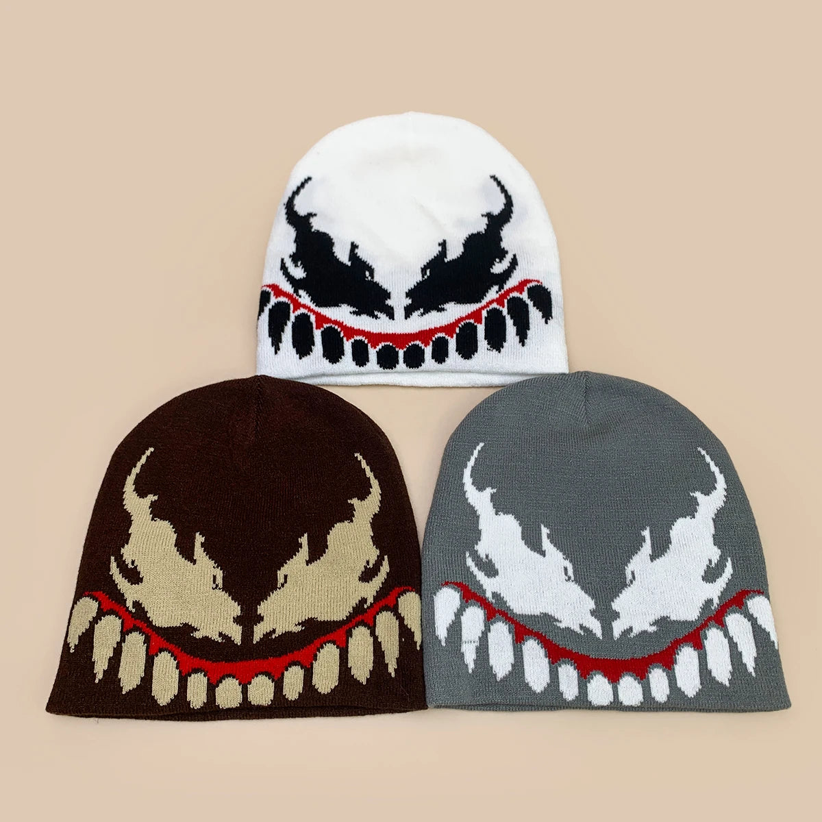 European American Style Jacquard Grimace Knitted Hats