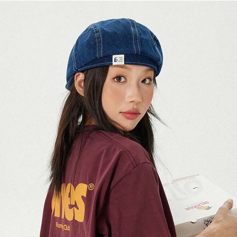 Retro Cotton Denim Berets For Men