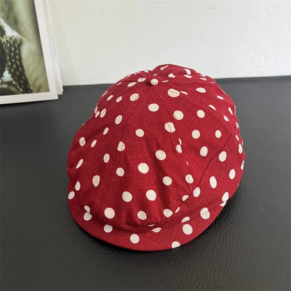 Cap Women Newsboy Hat Dots Print Sun Protection