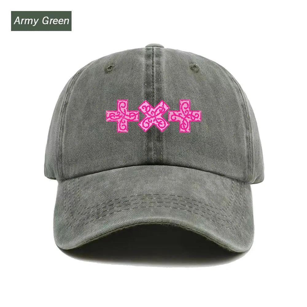 Washed Printed Trucker Style Unisex Cotton Streetwear Summer Sun Hat