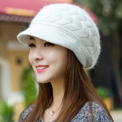 Thicken Warm Striper Knitted Cap Winter Brim Caps
