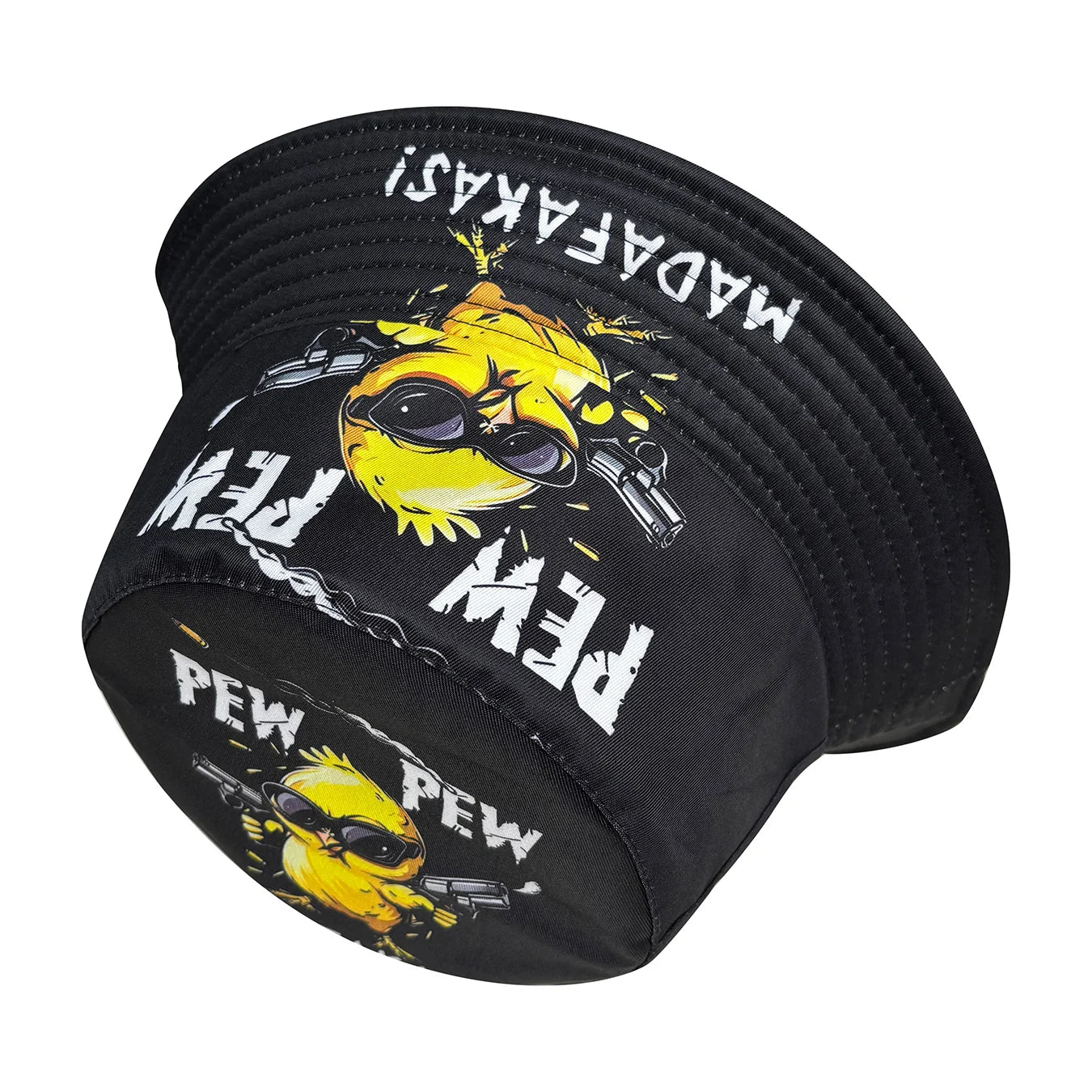 Cool Duck'Pew Pew' 3D Graphic Fisherman Hat, Lightweight Cartoon Duck Design with Glasses