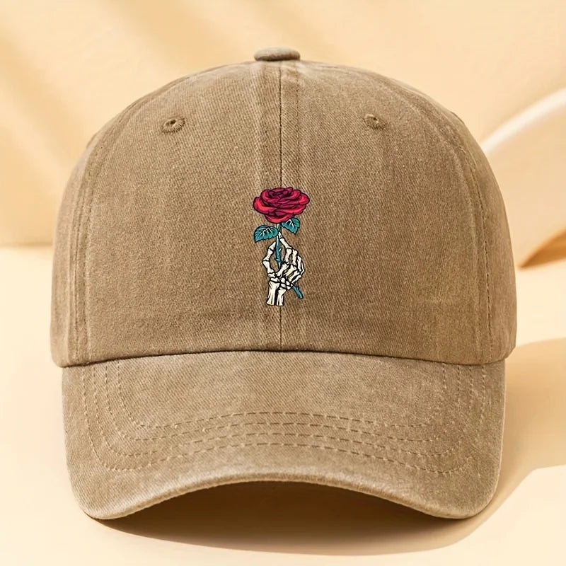 Fashionable Rose Printed Baseball Cap