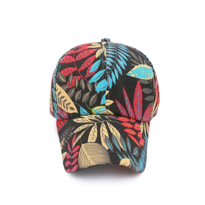 New Spring and Summer Unisex Fashion Korean Style Leaf Pattern Baseball Cap