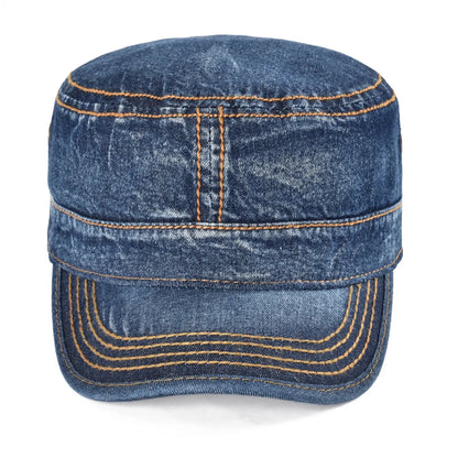 Denim Army Cap Men Washed Cotton Bucket Hat