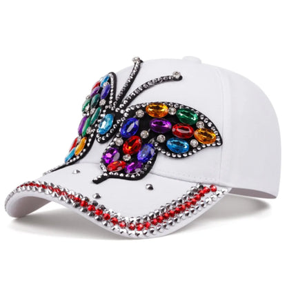 Casual Butterfly Diamond Baseball Cap Adjustable Visors