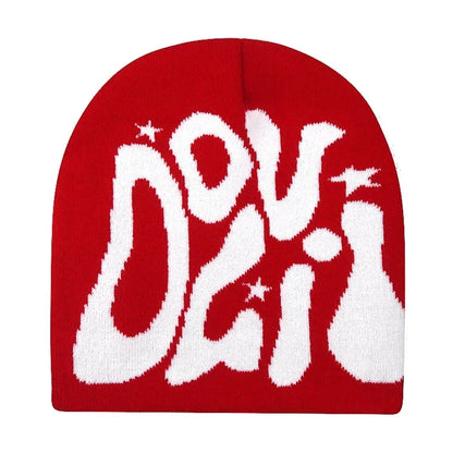 Y2K Letter Knitted Winter Autumn Beanie Cap Men Women