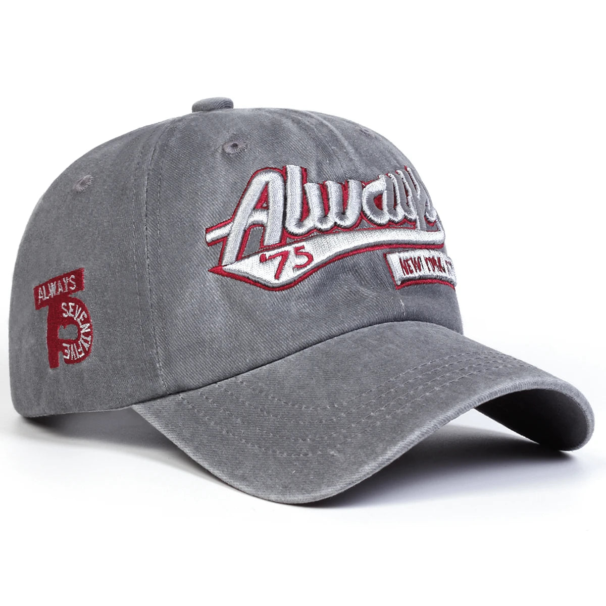 Unisex Always75 Letter Embroidery Wash Baseball Caps Spring and Autumn