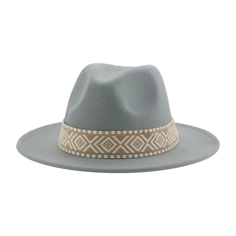 Panama Hat Western Cowboy Hats For Women Solid Big Brim Casual Fedoras Men Women