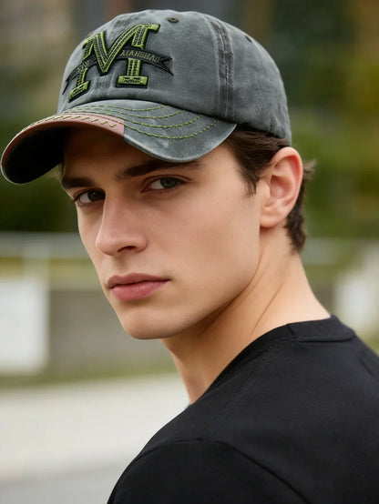 Unisex Baseball Cap M Letter Embroidery Dad Hat Women Men Outdoor Washed Cotton Cap