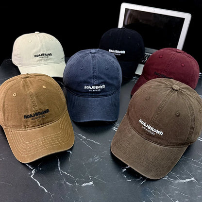 Youth Korean Fashion Washed Letter Baseball Cap