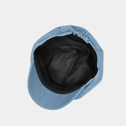 Spring And Autumn Denim Solid Octagonal Hats