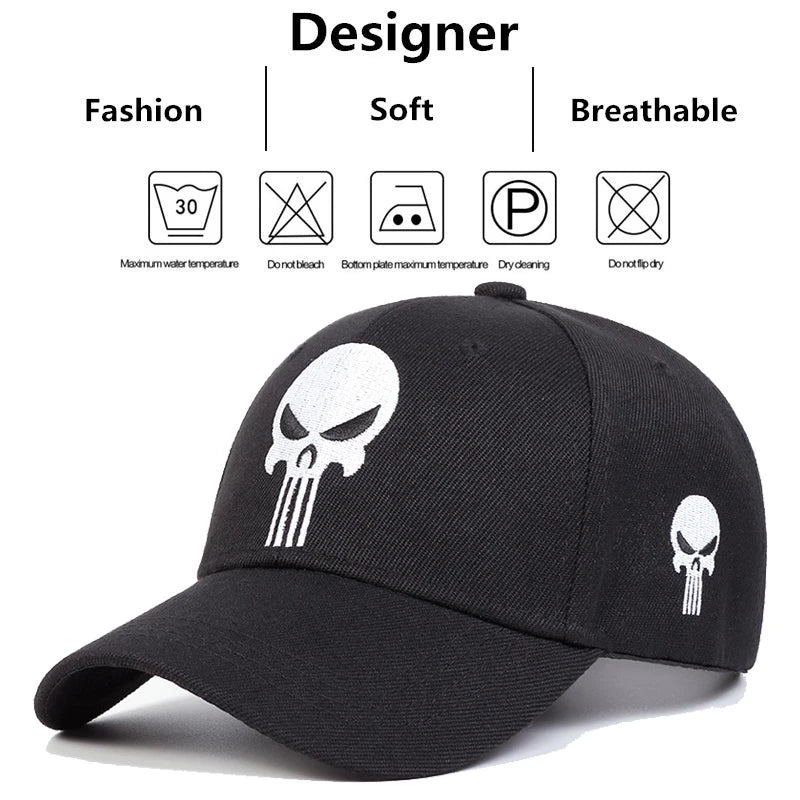 Unisex Skull Head Embroidery Baseball Caps Spring Autumn