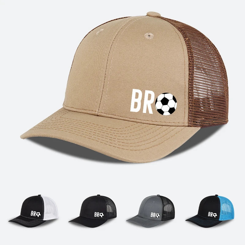 Bro Soccer Print Mesh Baseball Cap Unisex Sports Sun Hat For Men