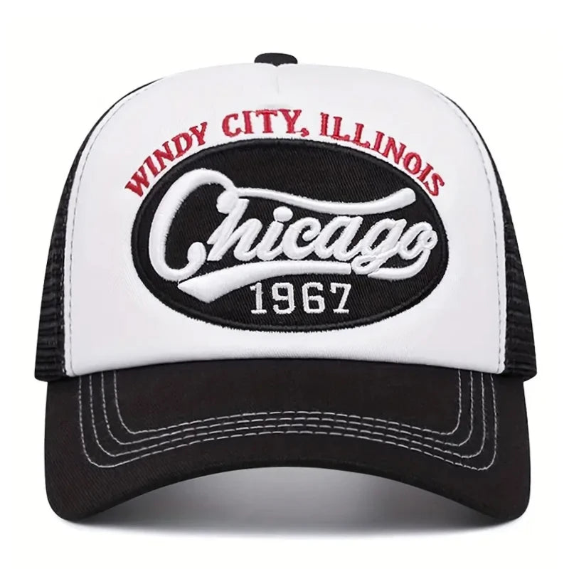 Fashion Mesh Hat Chicago 1967 Embroidered Baseball Hat Street Hip Hop