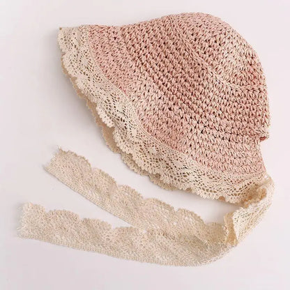 Fashion Lace Baby Hat Summer Straw Bow Baby Girl Cap