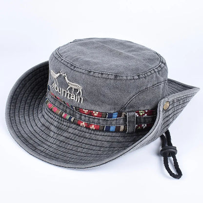 Summer Men's Panama Hat Women Beach Bucket Hat Retro Letter Embroidered
